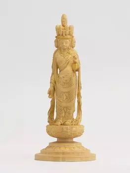 Маленькая статуя Будды Каннон Когендзи из золотой глины, Бодхисаттва Будда, резьба по дереву, орнамент, Дзюитименканнон KGZ, одиннадцать лиц - 12,5 см (деревянный