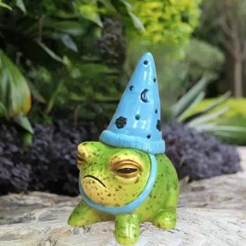 Маленькая статуя лягушки, садовая фигурка лягушки в остроконечной шляпе, мини-смола, лягушка, украшения, цветочный горшок, украшения для растений для сада, домашнего офиса, декор красный
