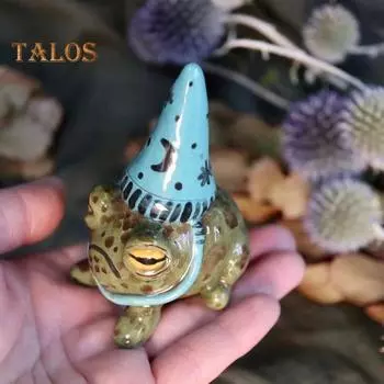 Маленькая статуя лягушки, садовая фигурка лягушки в остроконечной шляпе, мини-смола, лягушка, украшения, цветочный горшок, украшения для растений для сада, домашнего офиса, декор красный