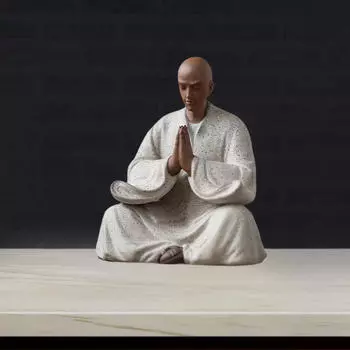 Маленькая статуя монаха, скульптура Будды, буддийский подарок, поделки, фиолетовая глиняная фигурка, украшение для дома Style A
