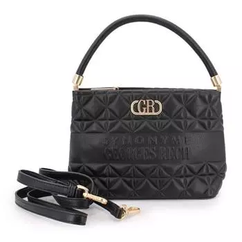 Маленькая стеганая текстурированная сумочка Overland с логотипом черного золота Женский GEORGES RECH Petit чёрный