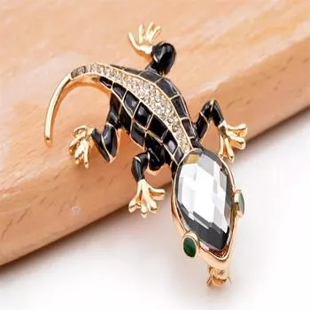 Маленькая стеклянная брошь в виде геккона со стразами, брошь в виде четырехногой змеи-ящерицы, милый корсаж в виде животного