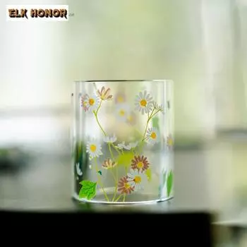 Маленькая стеклянная крышка для чайника с изображением ромашки, роскошная подставка для крышки горшка, маленькая рамка для крышки, бытовая полка с крышкой для чайника Zisha, орнамент для чайной церемонии 3.7X4.3CM