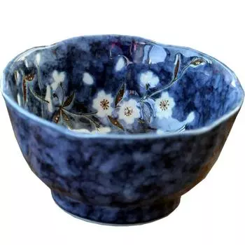 Маленькая столовая посуда Миска для риса Японский стиль и ветер Подглазурная окраска Креативный салат Керамическая миска для лапши рамен