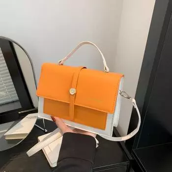 Маленькая сумка 2024 года, новая женская сумка карамельного цвета, модная контрастная сумка через плечо, сумка-мессенджер с широким ремнем через плечо, женская сумка чёрный