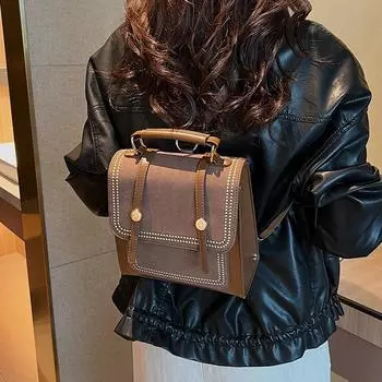 Маленькая сумка 2024 новый рюкзак женский портативный студенческий школьный рюкзак текстура универсальный матовый дорожный рюкзак чёрный