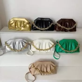 Маленькая сумка-цепочка новая женская;s 2023 летняя модная сумка на плечо, популярная плиссированная сумка, мини-сумки, сумка через плечо белый