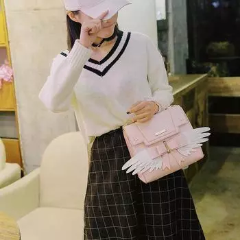 Маленькая сумка через плечо 2024 года, новая модная простая корейская версия, мода знаменитостей в Интернете, крылья ангела, женская сумка, мода, универсальная розовый