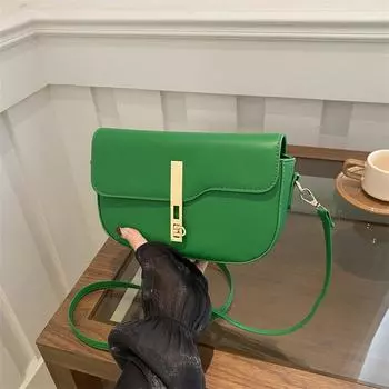 Маленькая сумка через плечо 2024 года, новая модная сумка через плечо с замком в стиле ретро, женская простая сумка-седло для поездок на работу чёрный