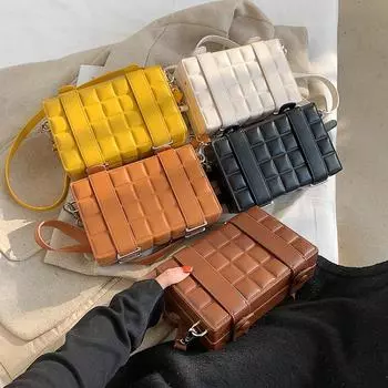 Маленькая сумка через плечо Box Design, женская сумка через плечо 2024 года, повседневная сумка-клатч, дизайнерская сумка, женские кошельки и сумки из искусственной кожи 19x5x12cm белый