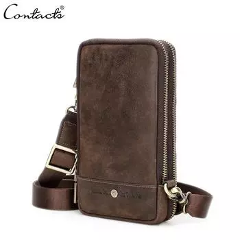 Маленькая сумка через плечо для мужчин, сумка на ремне из натуральной кожи с держателем для карт, поясная сумка для мобильного телефона кофейный