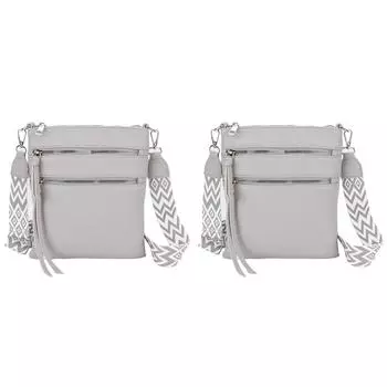 Маленькая сумка через плечо из искусственной кожи с несколькими карманами на молнии для женщин, кошелек-клатч (серый)