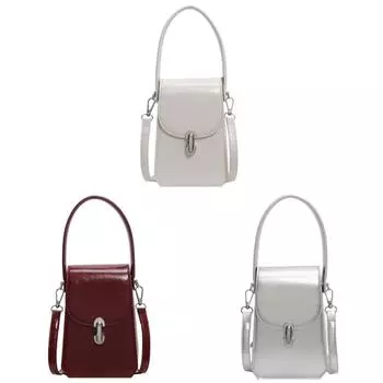 Маленькая сумка через плечо из искусственной кожи, однотонная для женщин, сумка для телефона, сумочка (бежевый)