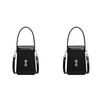 Маленькая сумка через плечо из искусственной кожи, однотонная для женщин, сумка для телефона, сумочка (черный)