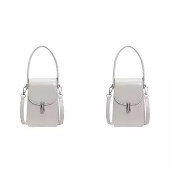 Маленькая сумка через плечо из искусственной кожи, однотонная для женщин, сумка для телефона, сумочка (бежевый)