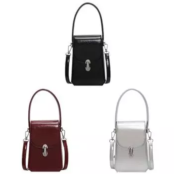 Маленькая сумка через плечо из искусственной кожи, однотонная для женщин, сумка для телефона, сумочка (черный)