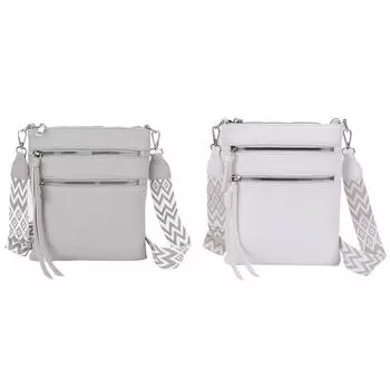 Маленькая сумка через плечо из искусственной кожи с несколькими карманами на молнии для женщин, кошелек-клатч (серый)