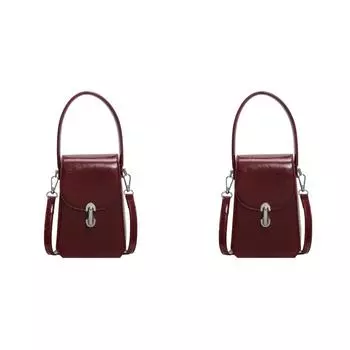 Маленькая сумка через плечо из искусственной кожи, однотонная для женщин, сумка для телефона, сумочка (красный)