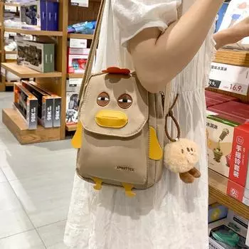 Маленькая сумка через плечо Мини-сумка для студентов с рисунком цыпленка Маленькая квадратная сумка Сумка для мобильного телефона чёрный