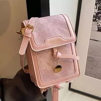 Маленькая сумка через плечо, женская модная маленькая квадратная сумка, высококачественная сумка через плечо, популярная повседневная сумка для мобильного телефона розовый