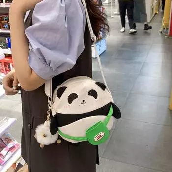 Маленькая сумка для девочек, детская сумка через плечо с изображением панды из мультфильма чёрный