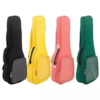 Маленькая сумка для гитары 23 дюйма, прозрачный боковой карман, сумка для гавайской гитары, портативный рюкзак, сумка для гавайской гитары плюс хлопковая сумка 23inch розовый