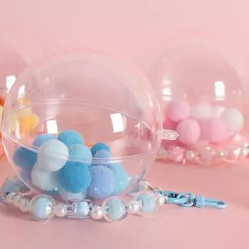 Маленькая сумка для хранения кукол, уличная сумка для кукол, брелок, переносной чехол, прозрачная сумка для демонстрации кукол с плюшевым мячом S розовый