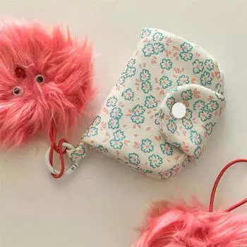 Маленькая сумка для хранения, студенческий кошелек для монет, портативный кошелек, держатель для карт, холщовая упаковка с цветочным принтом, многослойная сумка для карт