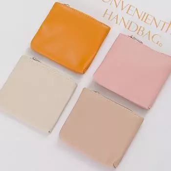 Маленькая сумка для макияжа и помады на молнии, однотонная мини-сумка для хранения, простой квадратный кошелек для монет, студенты