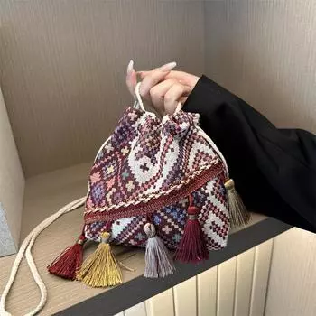 Маленькая сумка для мобильного телефона с бахромой, модная, эффектная, горизонтальная сумка через плечо, ретро, универсальная сумка на одно плечо чёрный