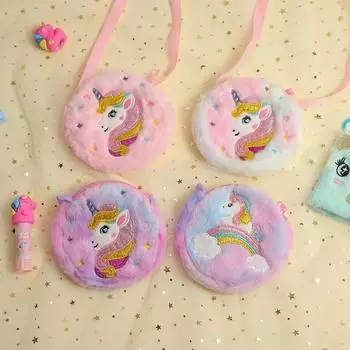 Маленькая сумка для монет в виде единорога из мультфильма для малышей, милый ластик в виде единорога, карандаш, заколка для волос, сумка через плечо, портативная дорожная сумка для хранения