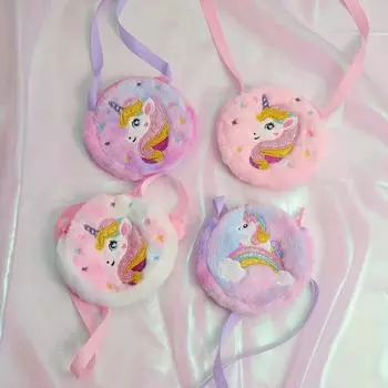 Маленькая сумка для монет в виде единорога из мультфильма для малышей, милый ластик в виде единорога, карандаш, заколка для волос, сумка через плечо, портативная дорожная сумка для хранения