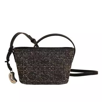 Маленькая сумка из джинсовой парусины, маленькая квадратная сумка с горячими стразами, модная мини-сумка для мобильного телефона, универсальная летняя новая мини-сумка для мелочи average size чёрный