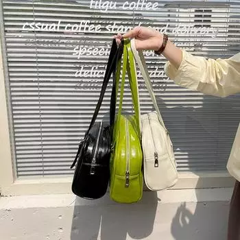 Маленькая сумка из искусственной кожи, большая вместительная женская сумка на одно плечо, однотонные стильные сумки для подмышек, повседневные сумки с регулируемым ремешком зелёный