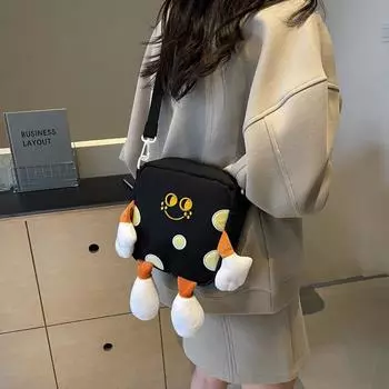 Маленькая сумка из мультяшного холста для женщин 2024 года, новая сумка для сыра, модная иностранная сумка для поездок на работу, симпатичная сумка-мессенджер бежевый