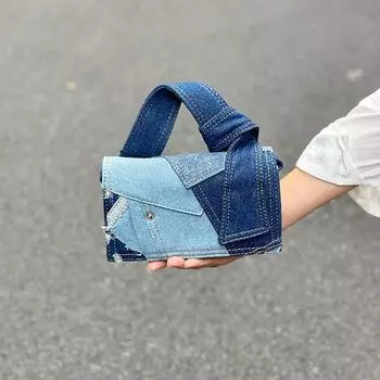 Маленькая сумка-клапан для женщин, джинсовая сумка-мессенджер, сумка для девочек, универсальная повседневная сумка через плечо, высококачественная сумка для поездок на работу через плечо синий