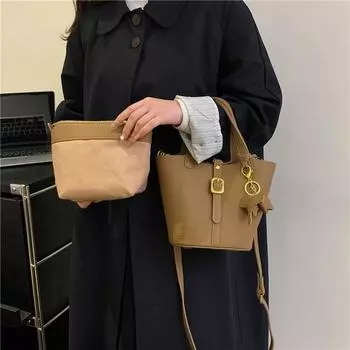 Маленькая сумка-корзина для овощей из мягкой кожи Niche, женская сумка 2024 года, новая простая сумка-ведро большой вместимости, сумка через плечо на одно плечо