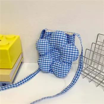 Маленькая сумка-мессенджер с цветами, женская, новая летняя модная клетчатая сумка для мобильного телефона, повседневная универсальная сумка для поездок на работу синий
