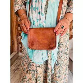 Маленькая сумка-мессенджер унисекс из кожи премиум-класса с клапаном через плечо. 5 x 7 x 2 in коричневый