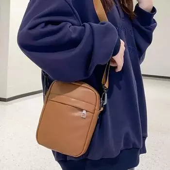 Маленькая сумка на плечо в стиле ретро, универсальная однотонная сумка через плечо, женская сумка для мобильного телефона, модная брендовая новая мужская сумка на одно плечо