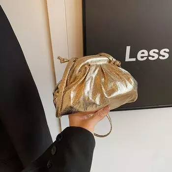 Маленькая сумка Niche design 2024, новая модная плиссированная сумка-ракушка, летняя сумка-мессенджер в иностранном стиле, женская сумка чёрный