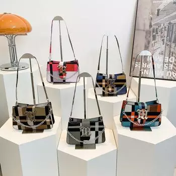 Маленькая сумка Niche Design для женщин, лето, новая мода, контрастный цвет, высокая стоимость, одно плечо, косой пролет, маленькая квадратная сумка