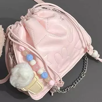 Маленькая сумка Niche Design с милым кроликом и цепочкой из бисера, сумка через плечо для девочек, сумка через подмышку
