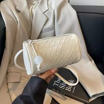 Маленькая сумка Niche Design, женская, лето 2024, новая корейская версия, сумка-мессенджер через плечо, плетеный узор, модная, универсальная, держатель для ручек белый