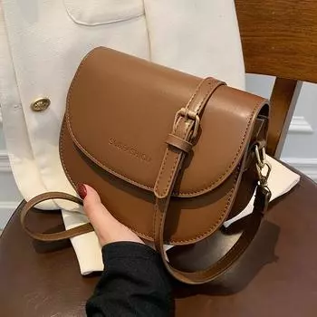 Маленькая сумка Niche design, женская сумка 2024, новая мода, осень-зима, взрывная сумка-мессенджер, высококачественная сумка-седло подмышкой темно-коричневого