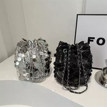 Маленькая сумка Niche Texture Sequin Chain для женщин, новая красивая французская мода Slant Small Square Bag через плечо