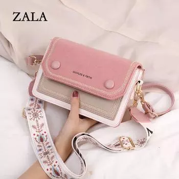 Маленькая сумка новая мода трендовый интернет знаменитость иностранный стиль широкополосный контрастный цвет сумка-мессенджер ins универсальная четыре сезона женская сумка оптом Default