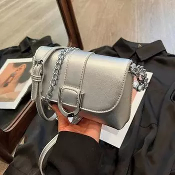 Маленькая сумка под мышками с нишевой дизайнерской цепочкой, женская новая модная сумка через плечо весна/лето 2024, маленькая квадратная сумка с диагональным крестом в западном стиле
