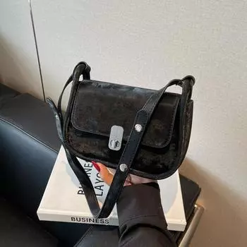 Маленькая сумка премиальной текстуры, женская, весна и лето, новая, универсальная сумка-мессенджер, на одно плечо, подмышку, маленькая квадратная сумка чёрный