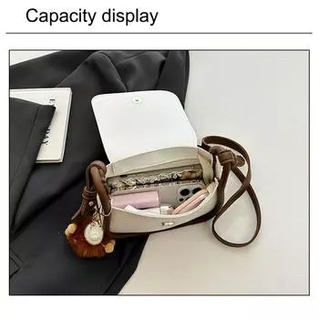 Маленькая сумка Retro Clash с подвесками Женская сумка 2024 года на плечо Лоскутная сумка через плечо Маленькая квадратная сумка чёрный